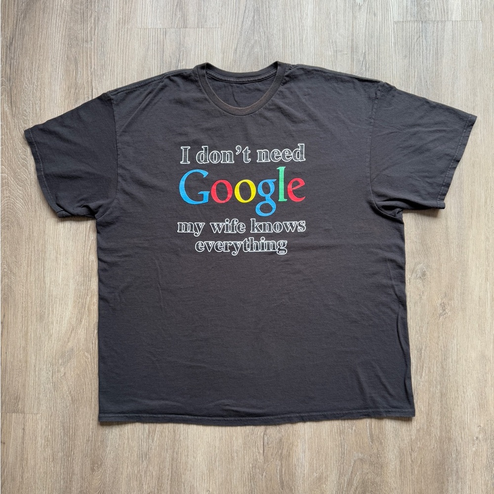 Vintage Y2K I Dont Need Google My Wife Knows Everything Statement Humor Jone Art